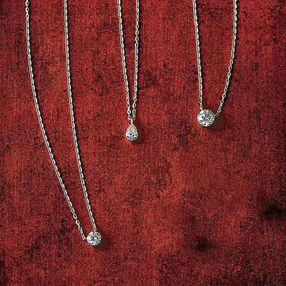 Agete simple round claw free diamond necklace 925 sterling silver gold-plated 10/20/30 layered collarbone chain
