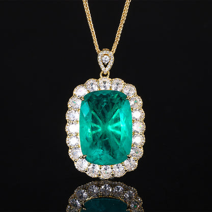 2024 New Jewelry Copper Bottom Gold Plated European and American Simulated Color Treasure Pendant Necklace