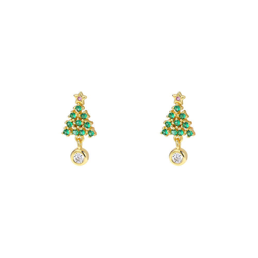 925 sterling silver colored zircon Christmas tree necklace, clothing chain, Christmas accessory