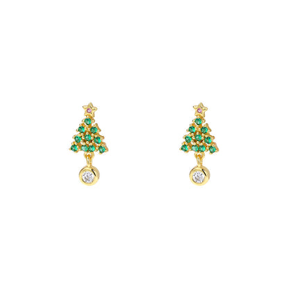 925 sterling silver colored zircon Christmas tree necklace, clothing chain, Christmas accessory