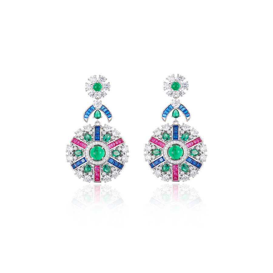 Colorful compass earrings gold-plated heavy industry fashionable and high-end evening earrings
