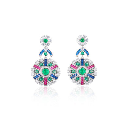 Colorful compass earrings gold-plated heavy industry fashionable and high-end evening earrings