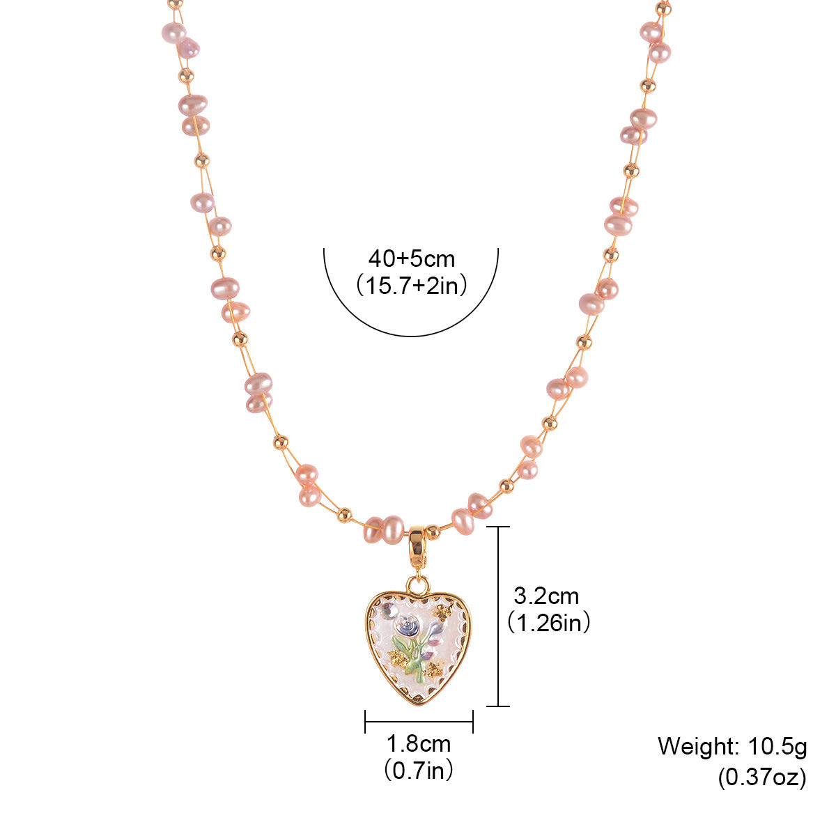 Stars and natural pearls love oil painting necklace