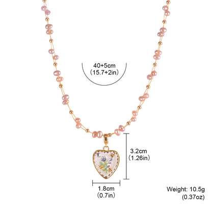 Stars and natural pearls love oil painting necklace