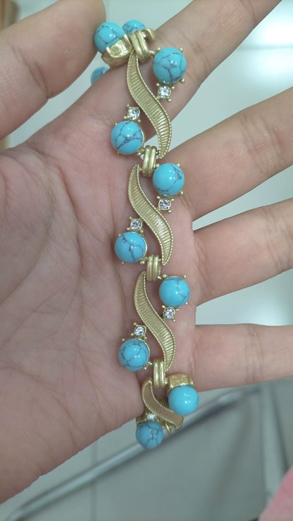 Turquoise retro jewelry set necklace earrings
