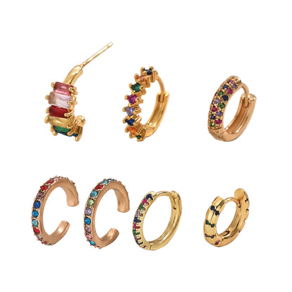 2024 New Copper Plated Earrings with Color Diamond Charm Earrings and Earrings