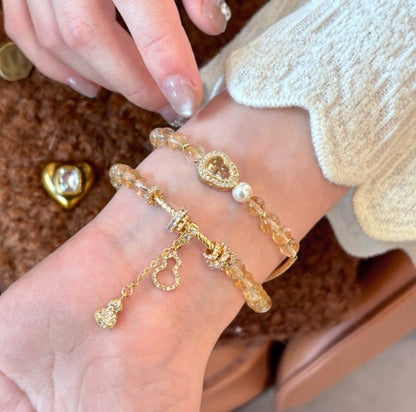Gilded Years Natural Yellow Crystal Gourd Bracelet Hand Chain Accessories