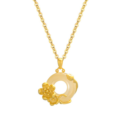 S925 sterling silver twelve flower god necklace, white jade marrow safety buckle pendant, versatile collarbone chain要