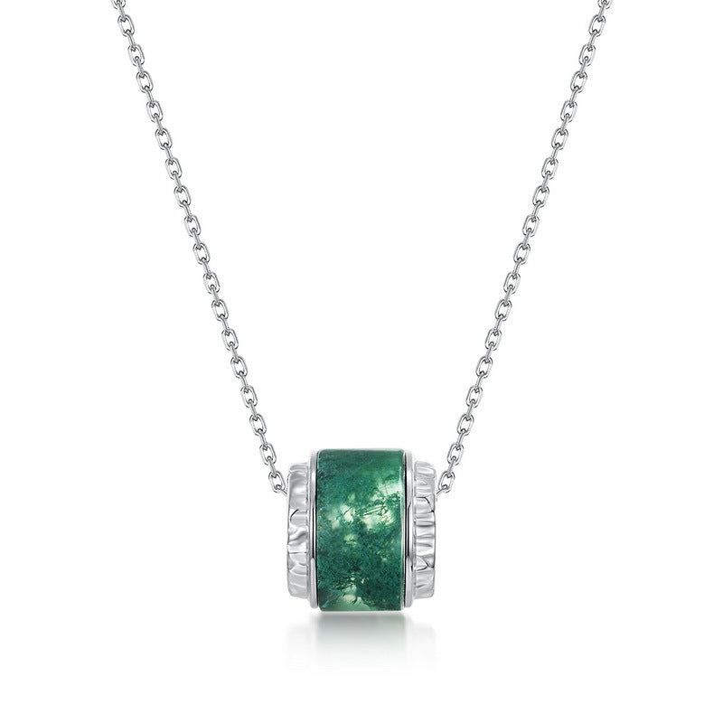 Green moss necklace ins minimalist S925 pure silver gold-plated necklace fashionable accessory