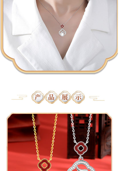 Pearl necklace S925 silver symbolism: Good luck, auspicious dragon, collarbone chain, hot selling accessory