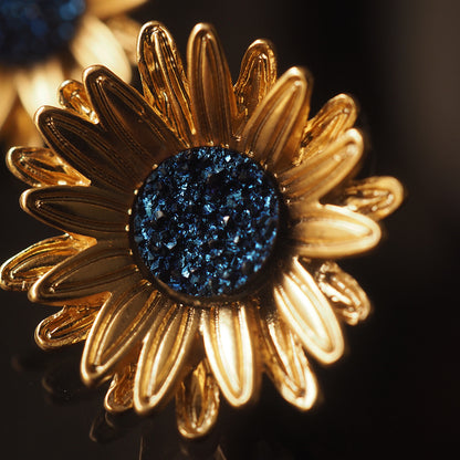 Sunflower French Earrings Earclip No Ear Hole Qingdao Vintage Jewelry Flower New Chinese Style