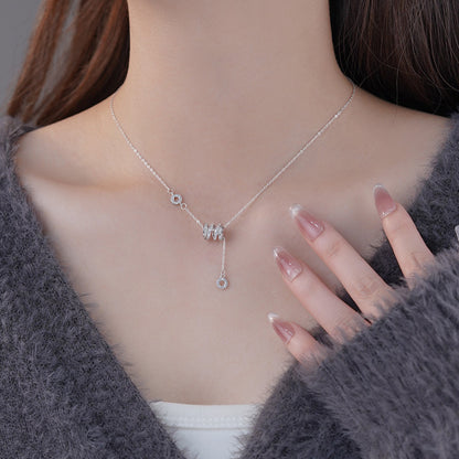 S999 silver studded diamond necklace, new high-end pendant, sweater chain, silver necklace