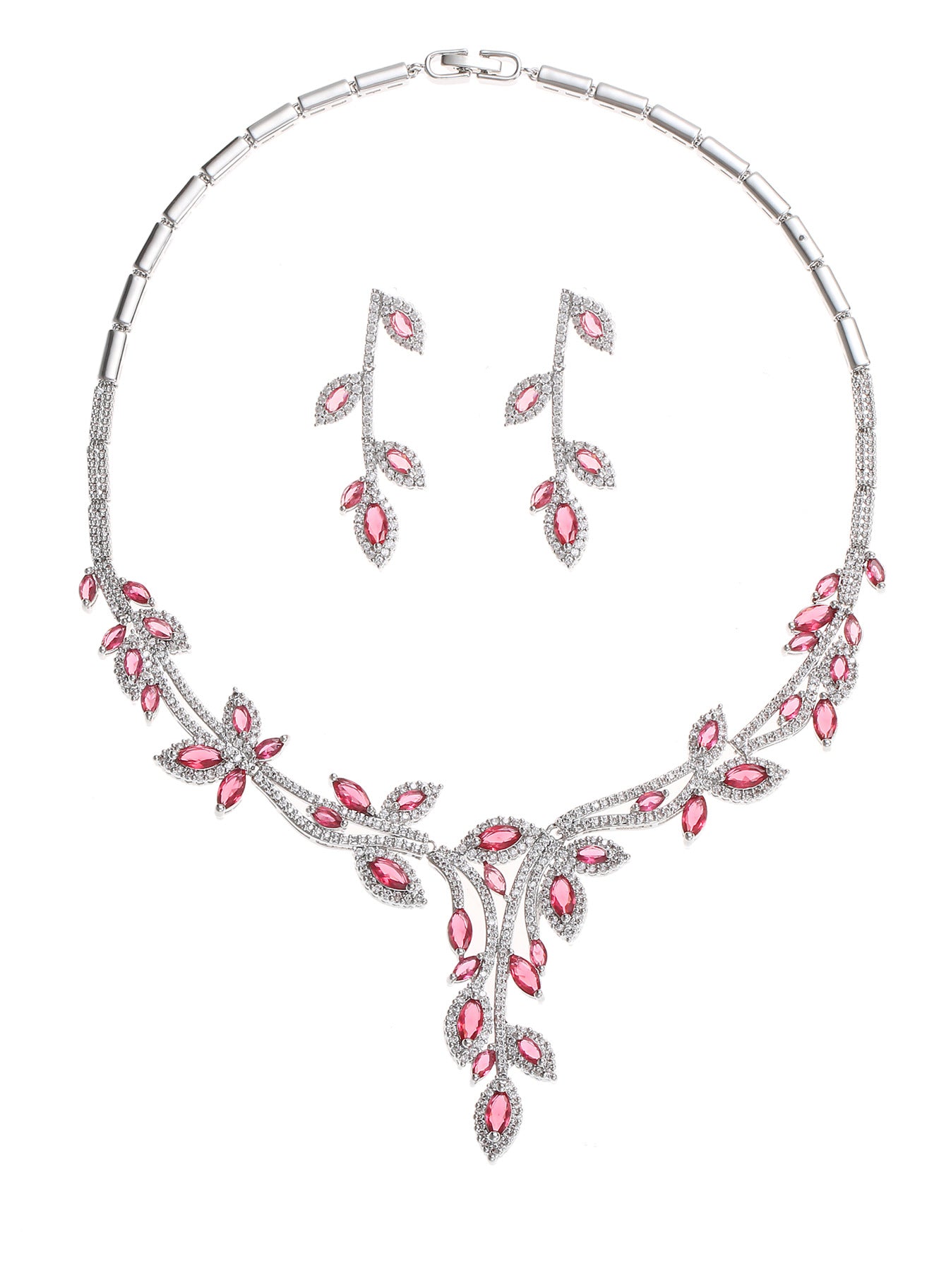 Zircon necklace earring set decorations