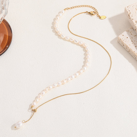 Natural pearl necklace accessories for women&#39;s clavicle chain light luxury high-end feeling