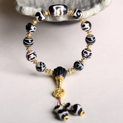 Bracelet  Tibetan Dzi Beads Multi-Treasure Bracelet Tiger Teeth Wealth God Aquarius Three Eyes Vintage Retro Bracelet