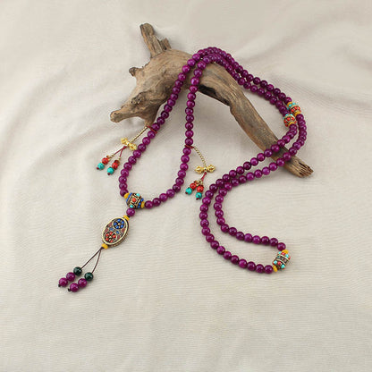 necklace  Long jade necklace for women Nepalese tassel crossbody chain ethnic style