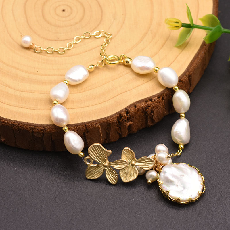 Baroque natural freshwater pearl bracelet, retro summer color retention bracelet, niche high-end handmade fashion accessory