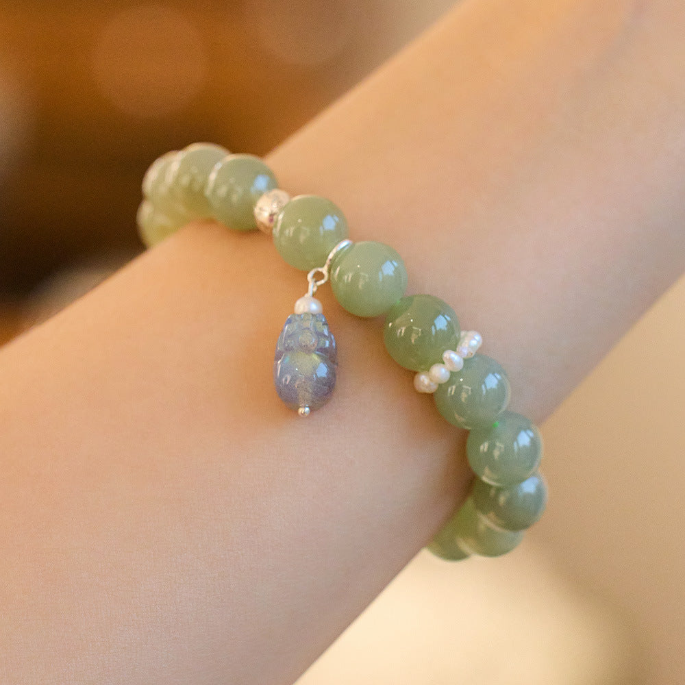 Bracelet  Hotan Jade Bracelet Women's S925 Silver Moonstone Pixiu Bracelet
