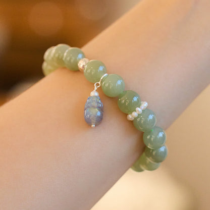 Bracelet  Hotan Jade Bracelet Women's S925 Silver Moonstone Pixiu Bracelet