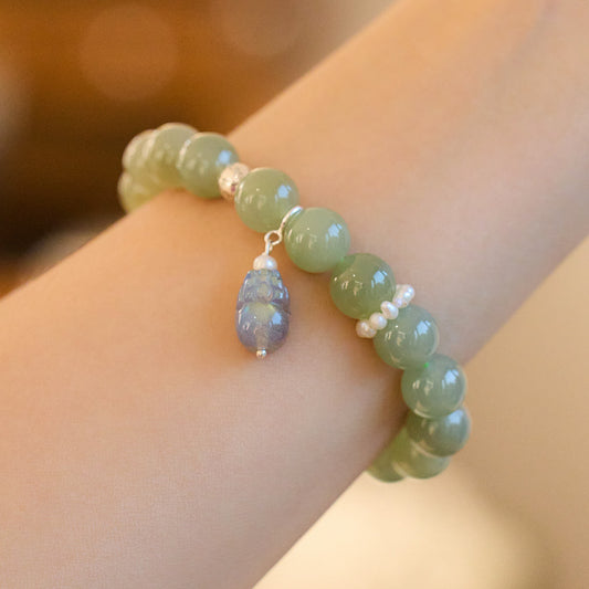Bracelet  Hotan Jade Bracelet Women's S925 Silver Moonstone Pixiu Bracelet