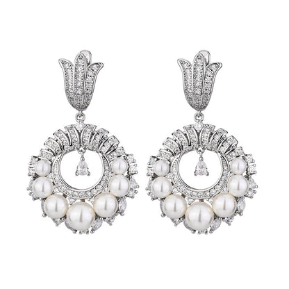 earrings  Vintage full diamond pearl earrings