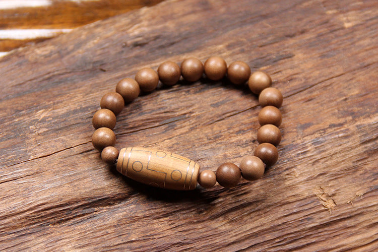 Bracelet  Laoshan sandalwood inlaid with silver nine-eye jujube-shaped bracelet inlaid with national style peace bracelet