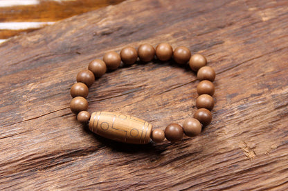 Bracelet  Laoshan sandalwood inlaid with silver nine-eye jujube-shaped bracelet inlaid with national style peace bracelet