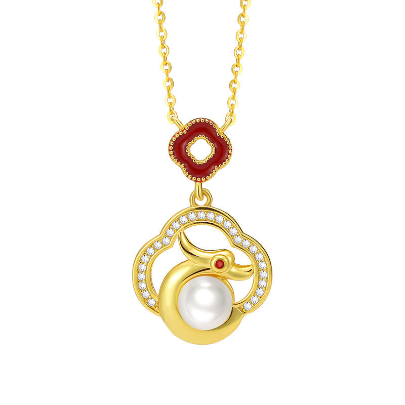 Pearl necklace S925 silver symbolism: Good luck, auspicious dragon, collarbone chain, hot selling accessory