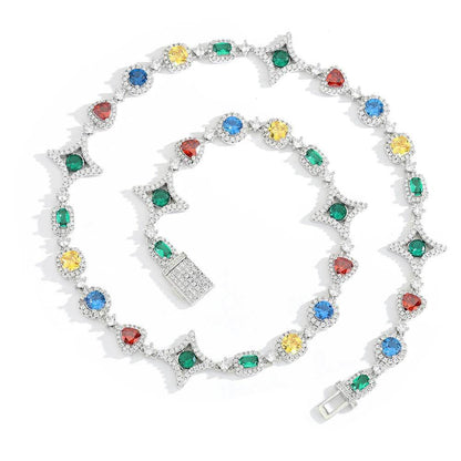 Popular hip-hop colorful gem necklace for women jewelry collarbone chain