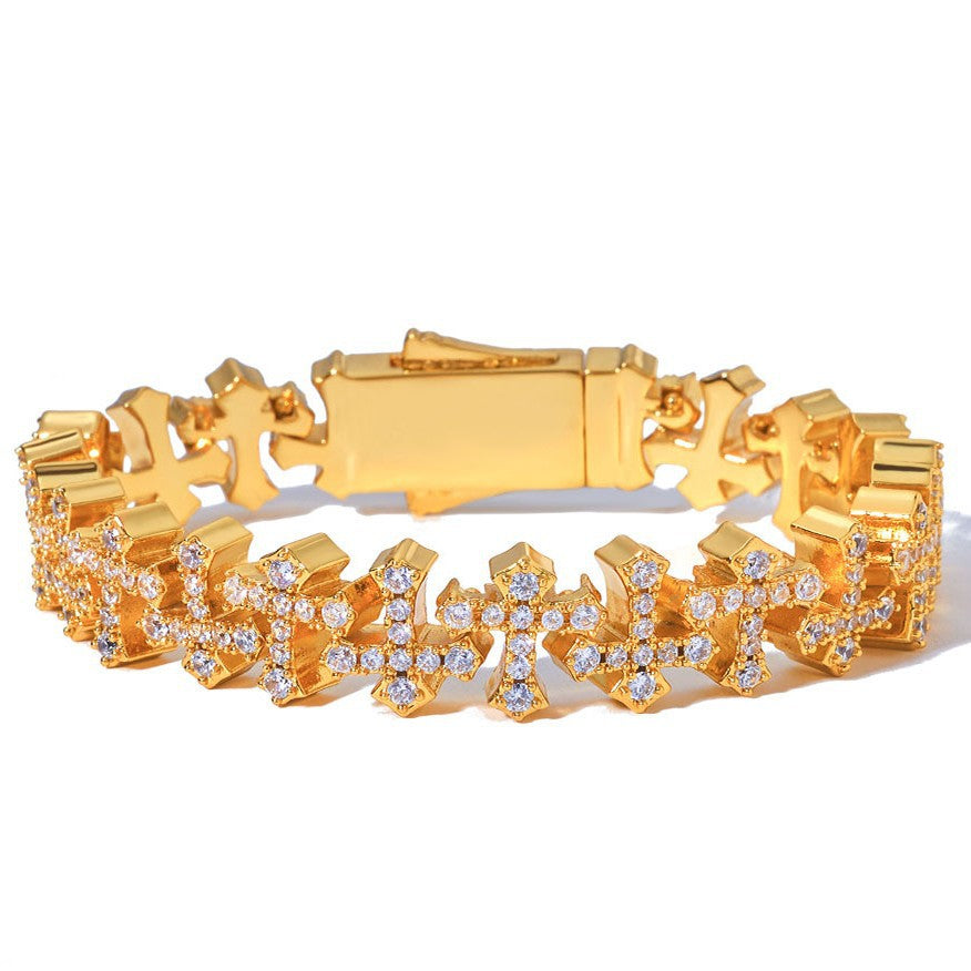 Hip hop cross zircon bracelet, personalized and simple snowflake chain