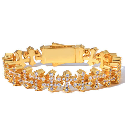 Hip hop cross zircon bracelet, personalized and simple snowflake chain