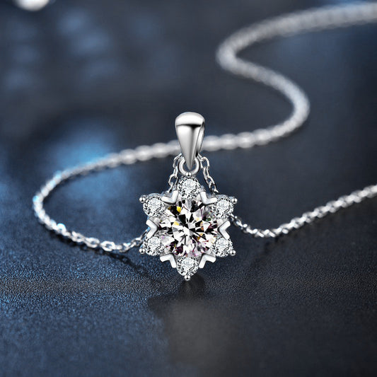925 sterling silver Mozambique snowflake necklace non fading pendant silver collarbone chain
