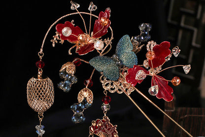Bridal headwear, Xiuhe clothing, hair accessories, gold red glazed hairpins, fashionable accessories