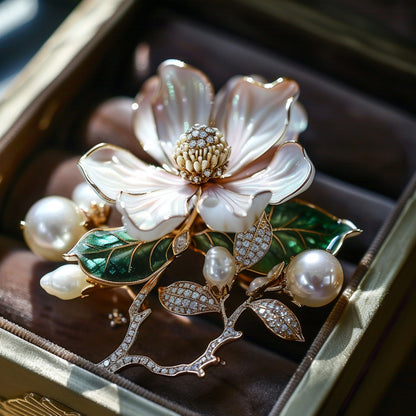 Jade orchid brooch cultural and creative gift chest flower