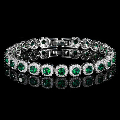 Jewelry European and American Retro Simulation Corundum Full Diamond Bracelet Handmade Main Stone 4mm