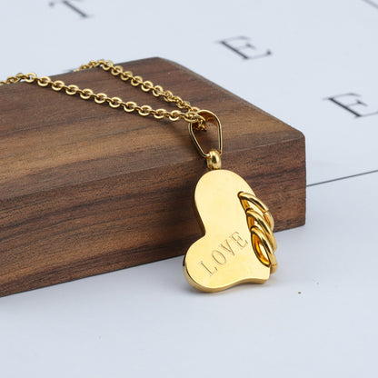 Valentine's Day Love Accessories LOVE Simple Stainless Steel Pendant 18 Gold Titanium Steel Necklace