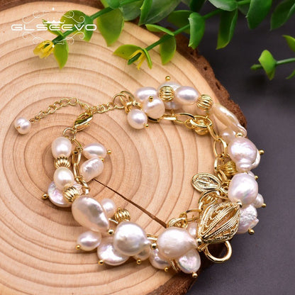 Baroque natural freshwater pearl bracelet, retro summer color retention bracelet, niche high-end handmade fashion accessory