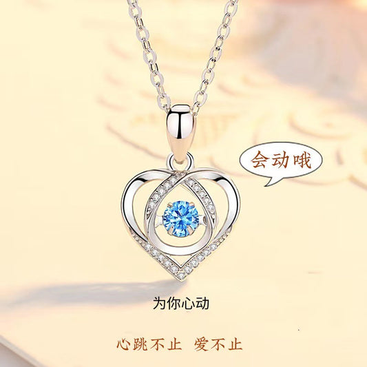 Heart necklace for women, dynamic heart-shaped collarbone chain, Mother's Day gift, Valentine's Day gift pendant