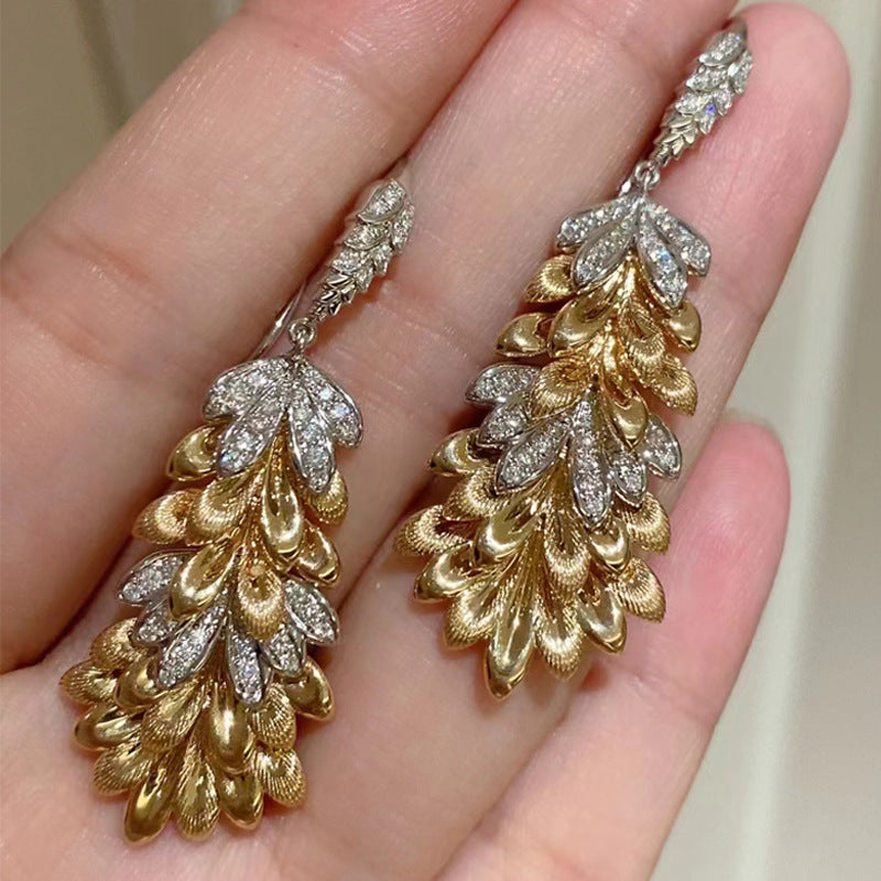 Wheat ear hook brushed earrings 925 silver earrings