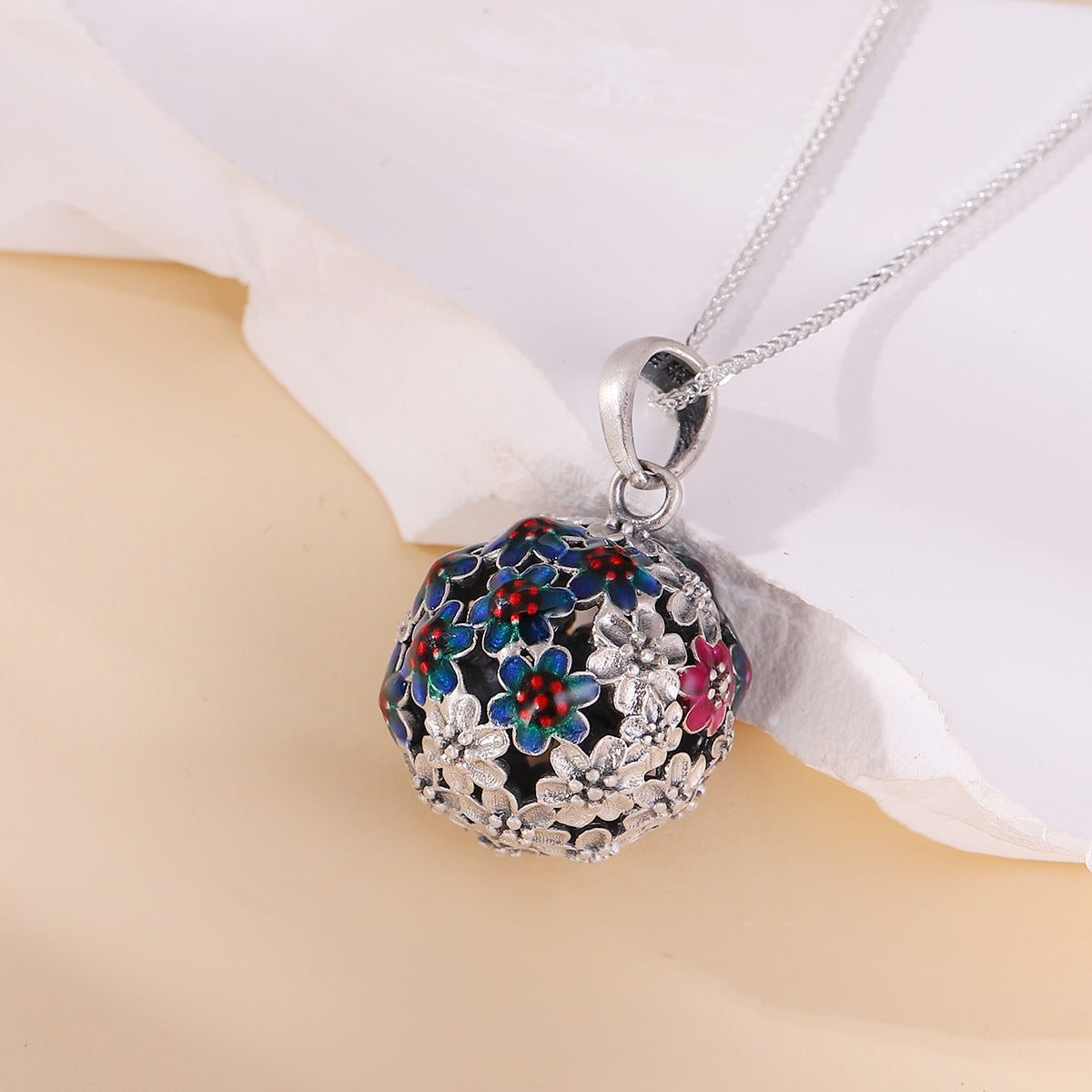 necklace  Chinese style palace Tibetan pendant burnt blue old retro
