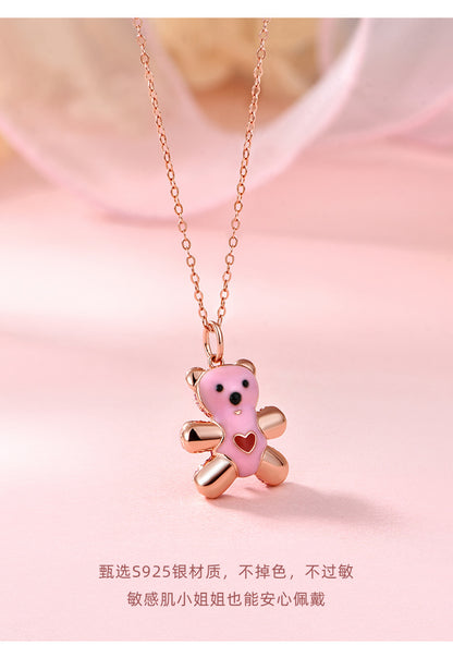 necklace  Bear necklace s925 silver collarbone chain with constant temperature and color change
