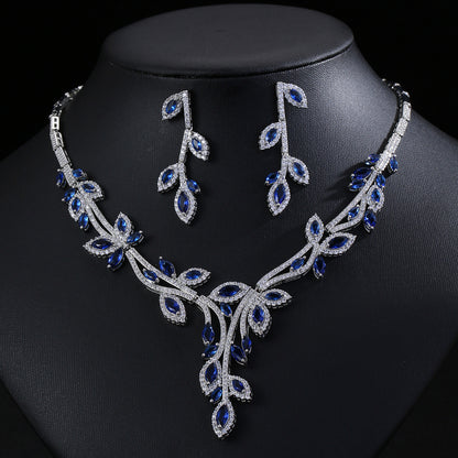 Zircon necklace earring set decorations