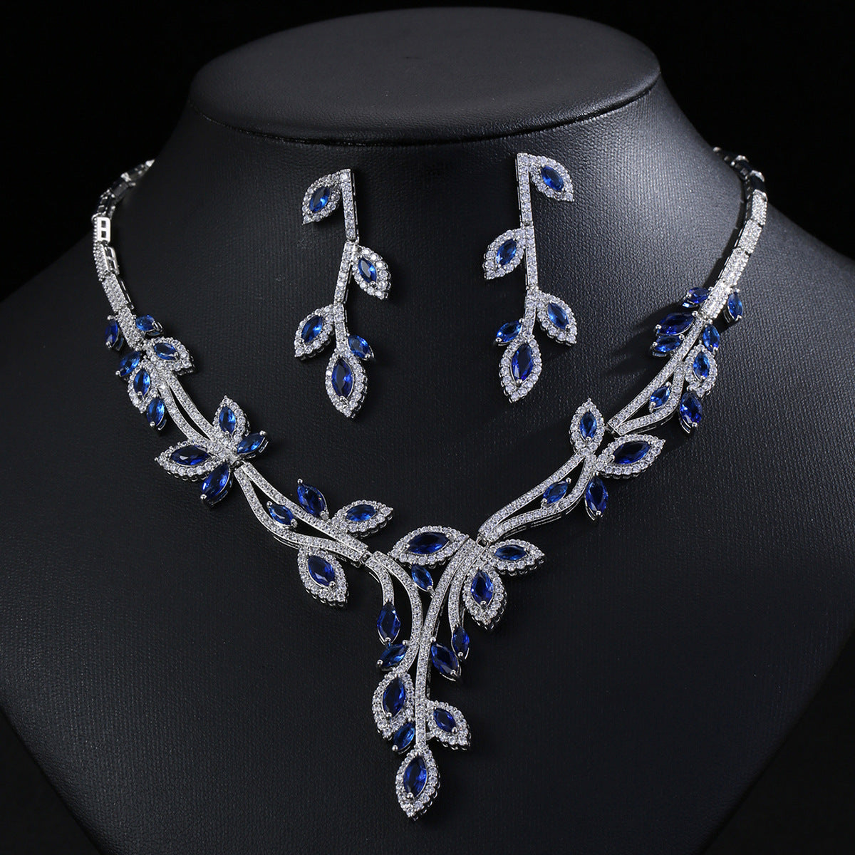 Zircon necklace earring set decorations