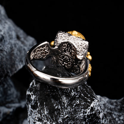 Tianzhu Ring Original Design S925 Pure Silver Plated Platinum Ethnic Style