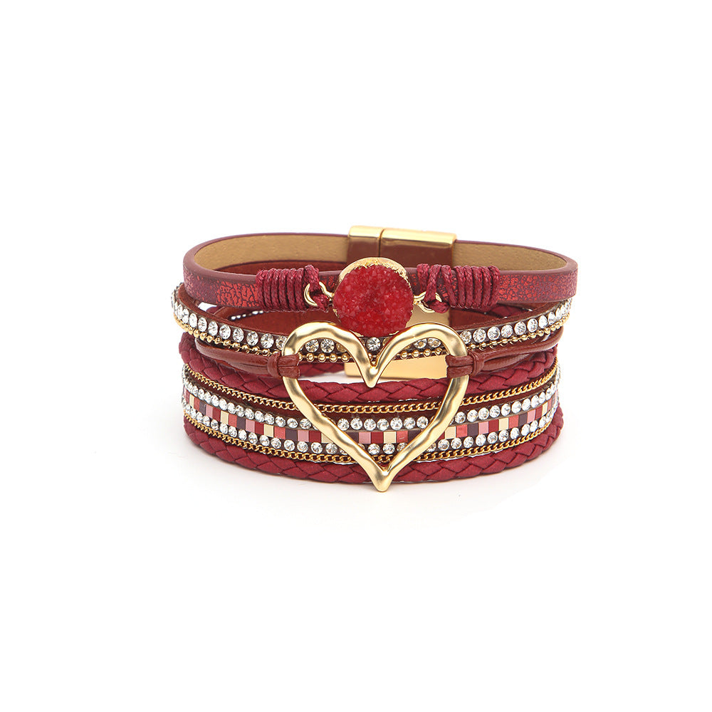 Hot selling Bohemian multi-layer leather bracelet hand woven women's bracelet