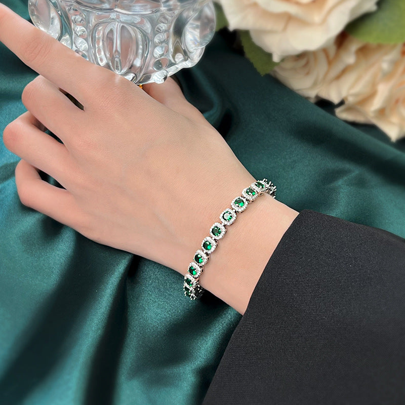 Jewelry European and American Retro Simulation Corundum Full Diamond Bracelet Handmade Main Stone 4mm