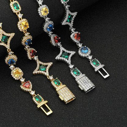 Popular hip-hop colorful gem necklace for women jewelry collarbone chain