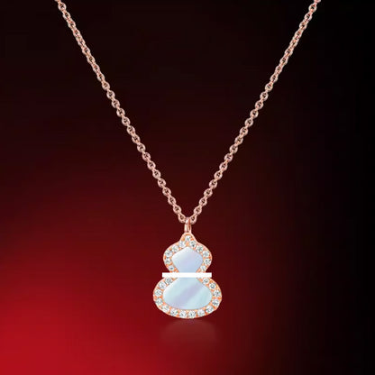 New Hulu Necklace Women's Red Agate White Beimu 925 Silver Ferry 18k Rose Gold Diamond Pendant Flat Ankle chain