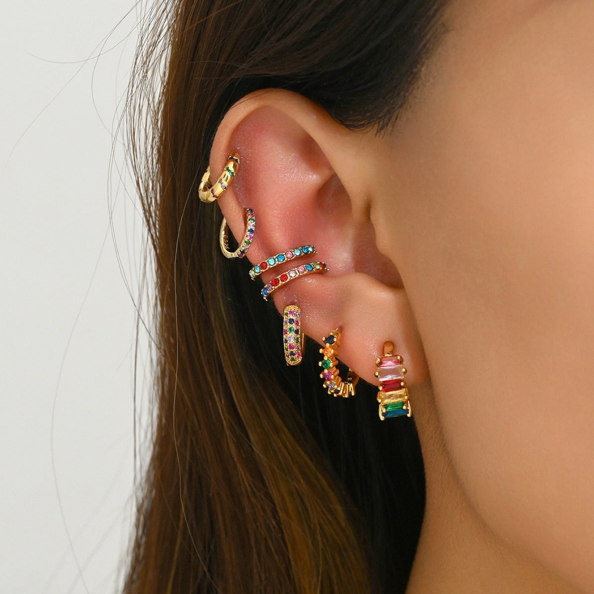 2024 New Copper Plated Earrings with Color Diamond Charm Earrings and Earrings