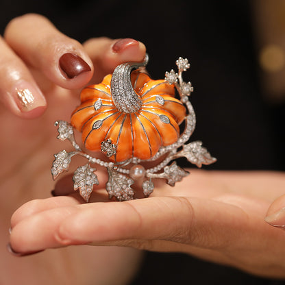 Thousand Clan Silver Christmas Gift High end Original Design Pumpkin Brooch Pendant Fashion Accessories